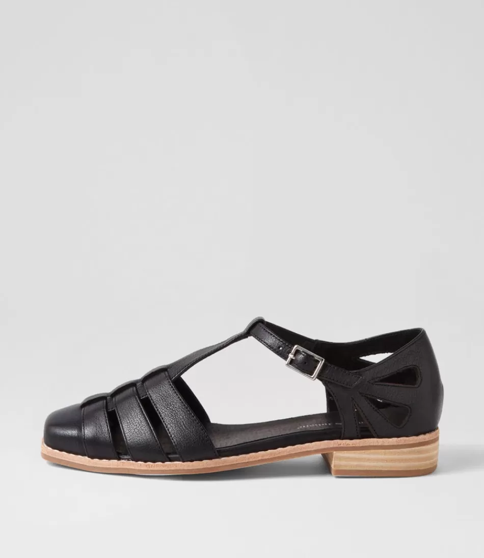 Women DJANGO & JULIETTE Flats<Acely Black Leather Flat Shoes