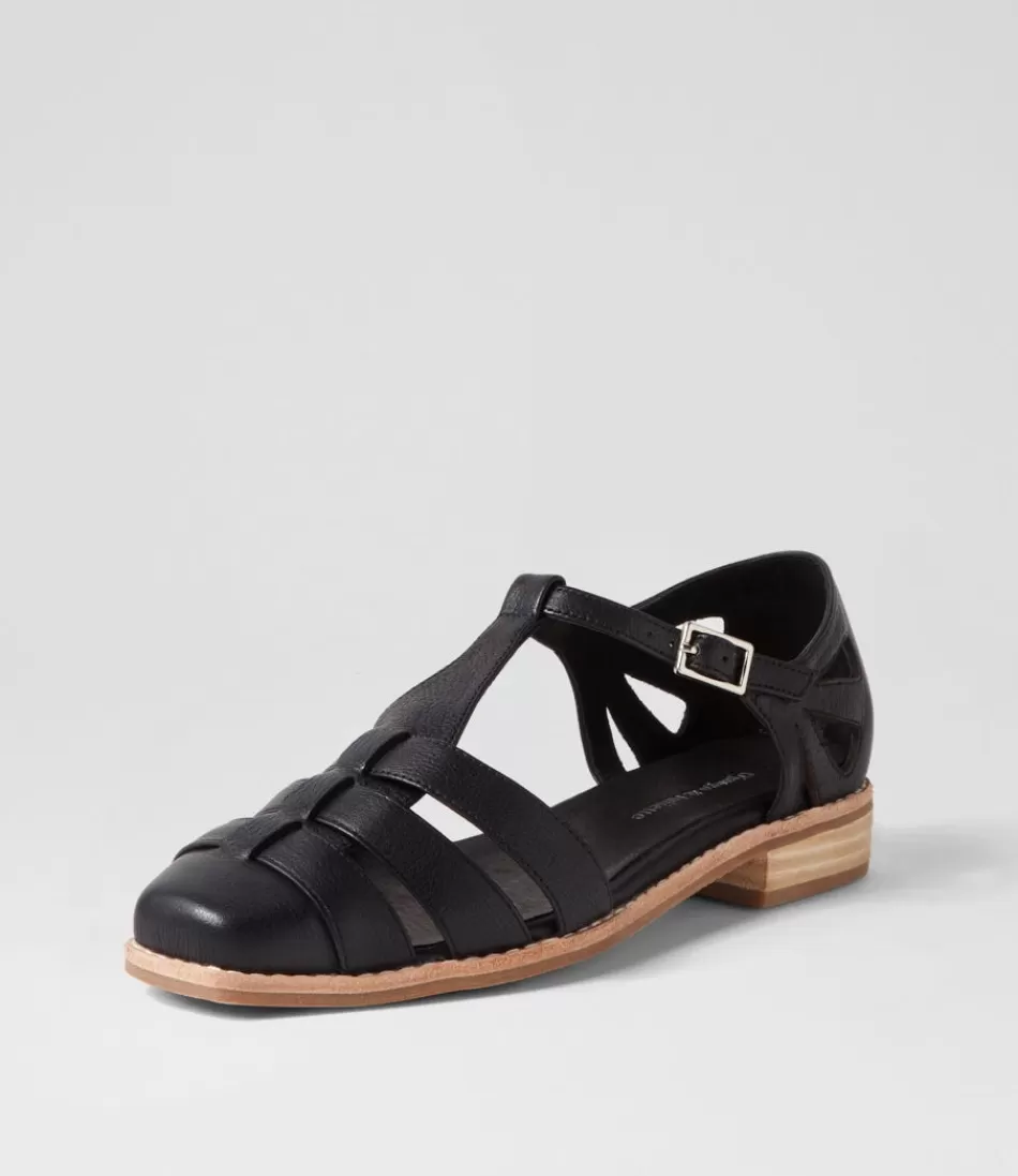 Women DJANGO & JULIETTE Flats<Acely Black Leather Flat Shoes