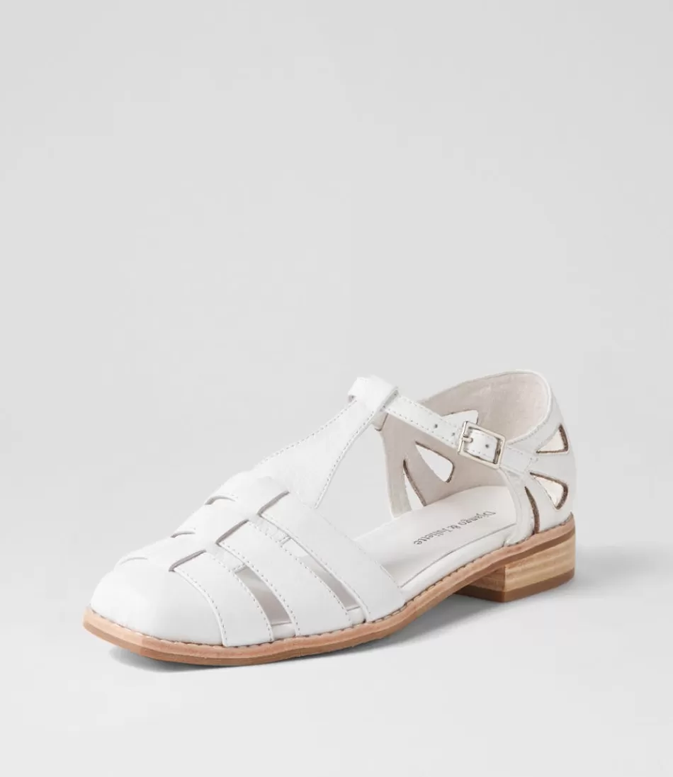 Women DJANGO & JULIETTE Flats<Acely White Leather Flat Shoes