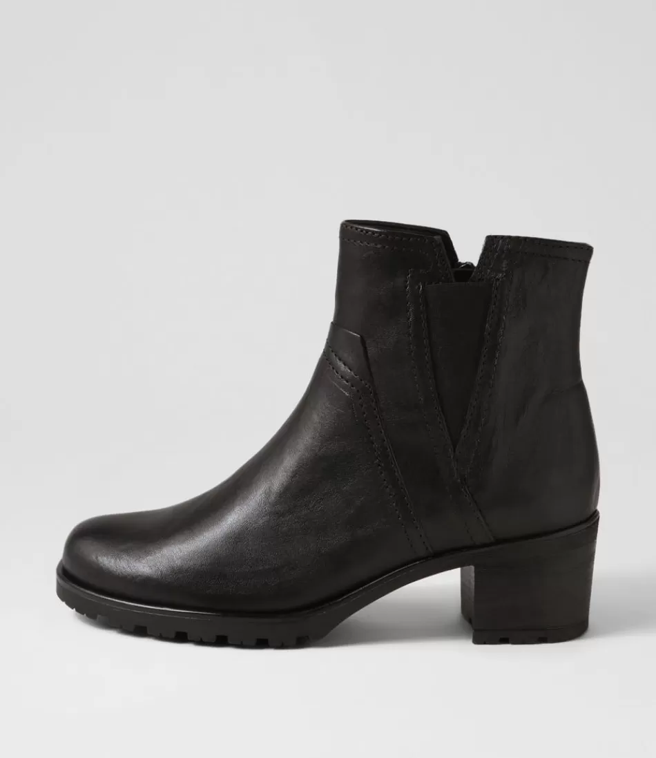 Women GABOR Boots<Ada Schwarz Leather Chelsea Boots