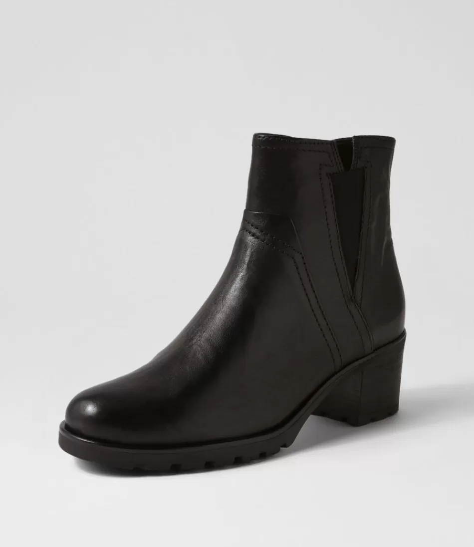 Women GABOR Boots<Ada Schwarz Leather Chelsea Boots