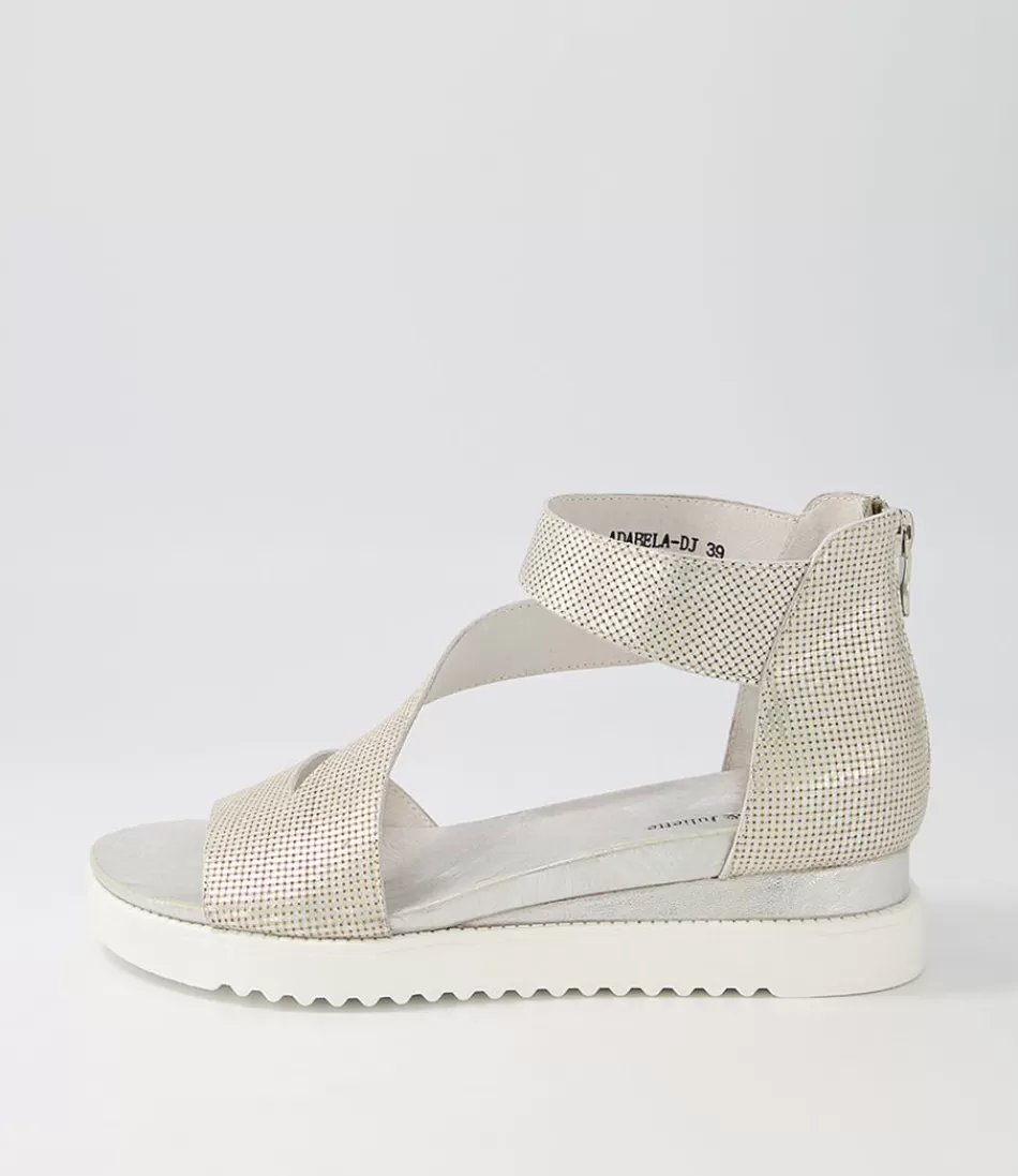 Women DJANGO & JULIETTE Wedges<Adabela Silver White Cut Leather Sandals