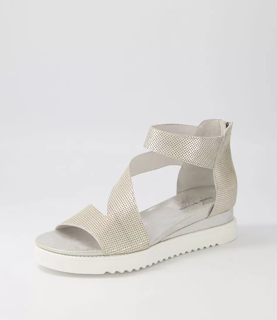 Women DJANGO & JULIETTE Wedges<Adabela Silver White Cut Leather Sandals