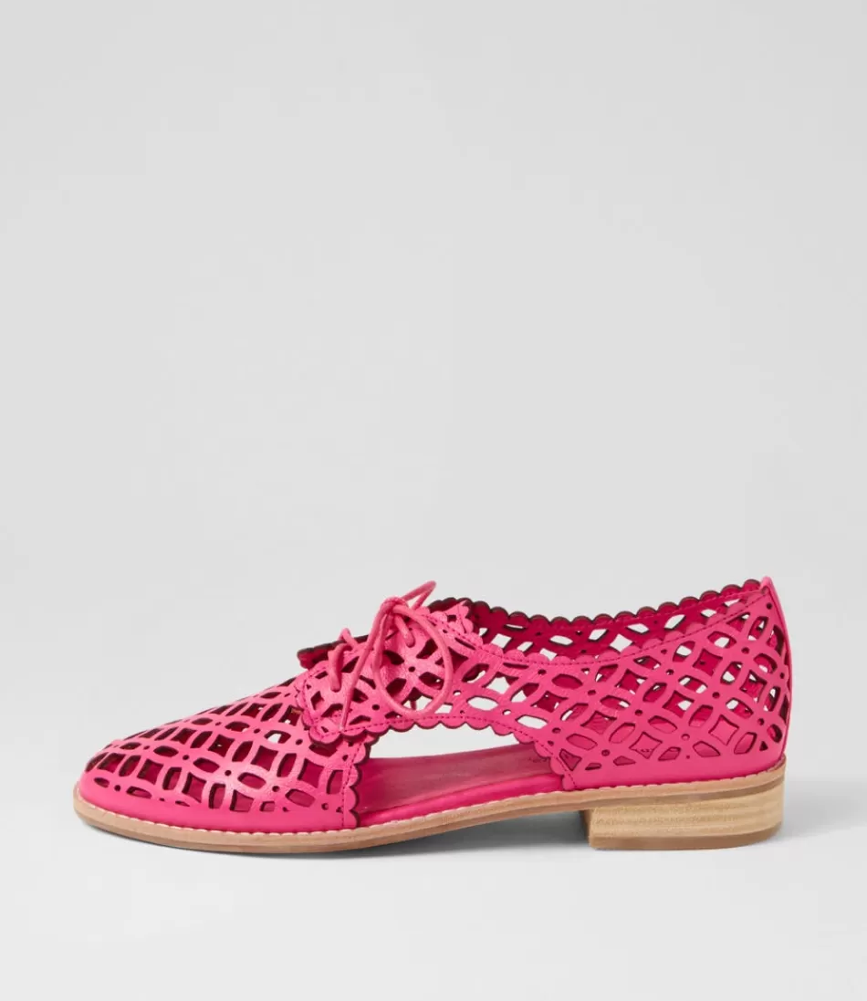 Women DJANGO & JULIETTE Flats<Addyst Hot Pink Leather Lace Up Flats