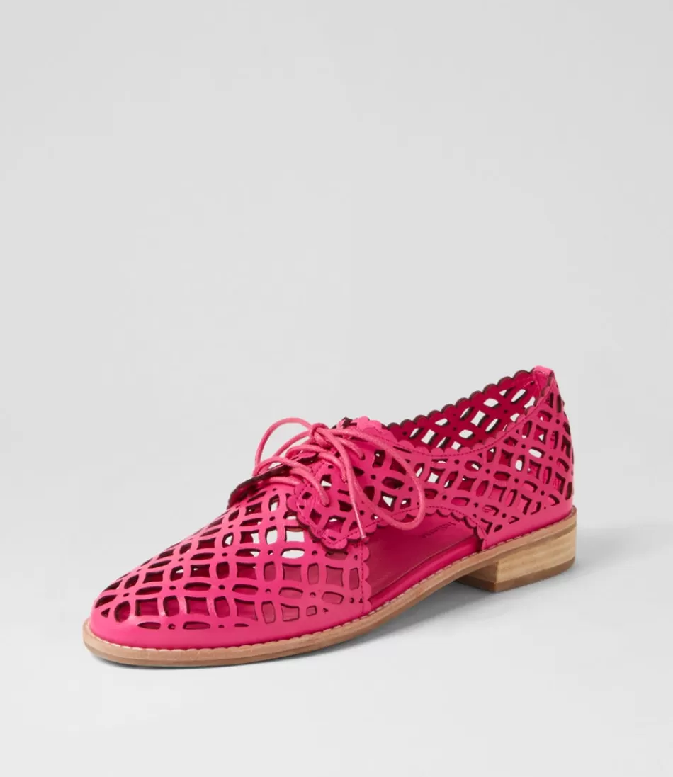 Women DJANGO & JULIETTE Flats<Addyst Hot Pink Leather Lace Up Flats