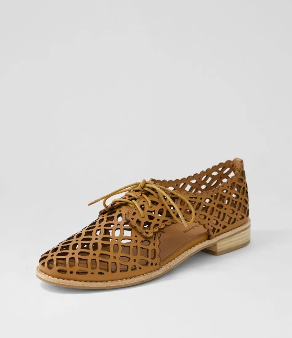 Women DJANGO & JULIETTE Flats<Addyst Tan Leather Lace Up Flats