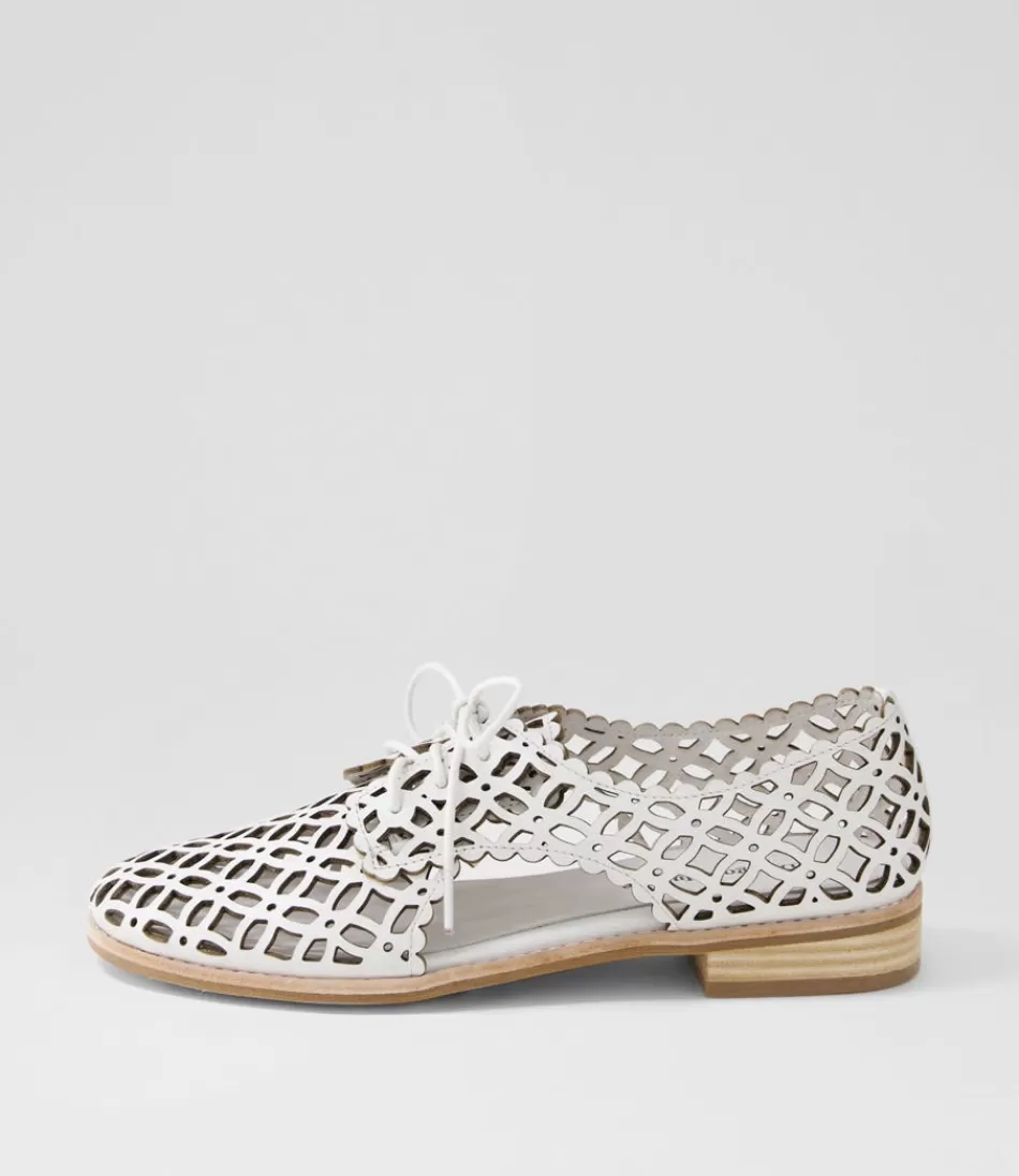 Women DJANGO & JULIETTE Flats<Addyst White Leather Lace Up Flats