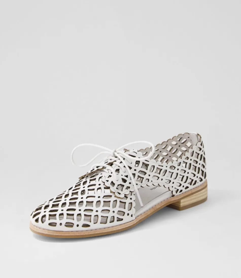 Women DJANGO & JULIETTE Flats<Addyst White Leather Lace Up Flats