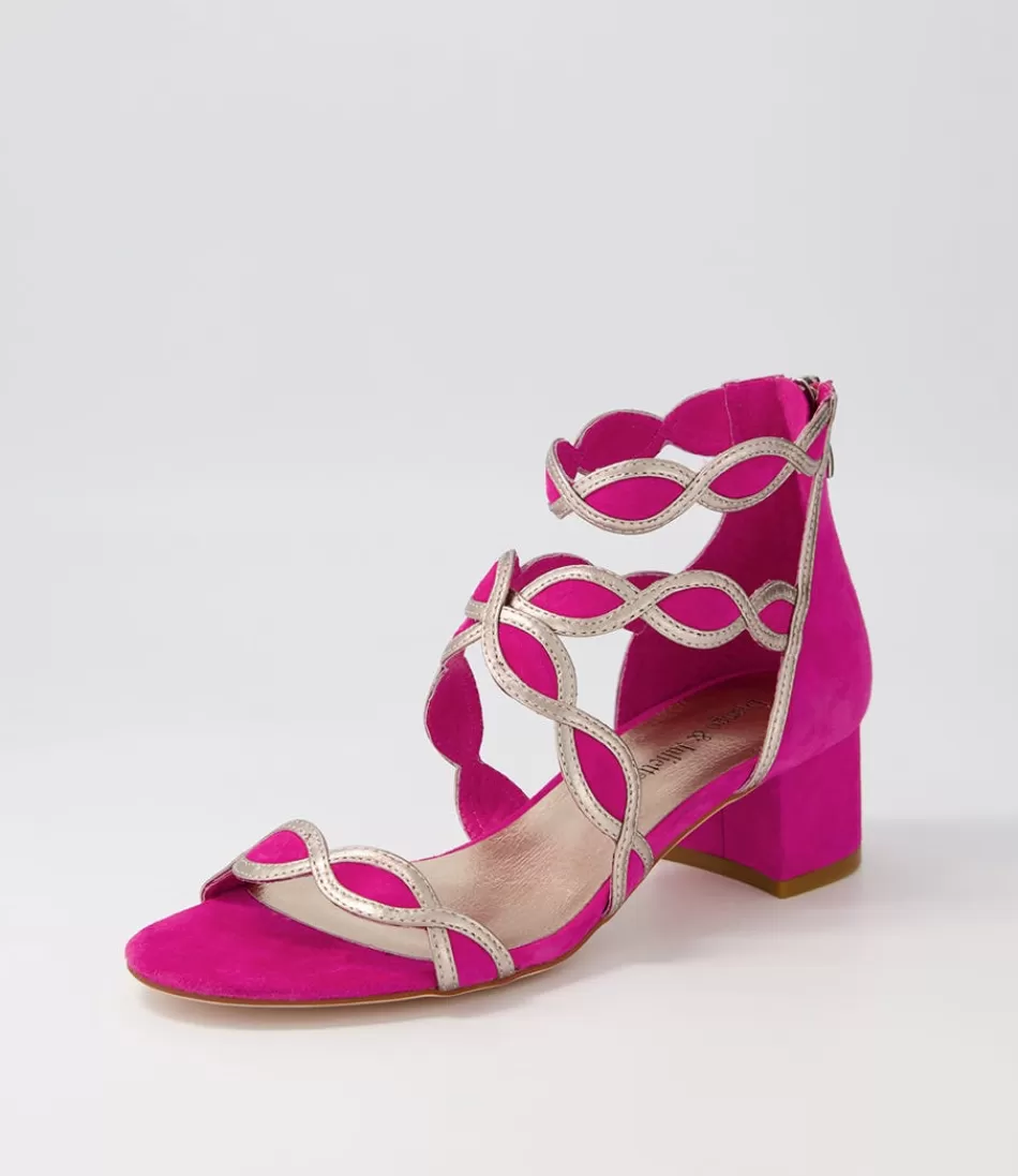 Women DJANGO & JULIETTE Heels<Ailani Fuchsia Platino Suede Leather Sandals