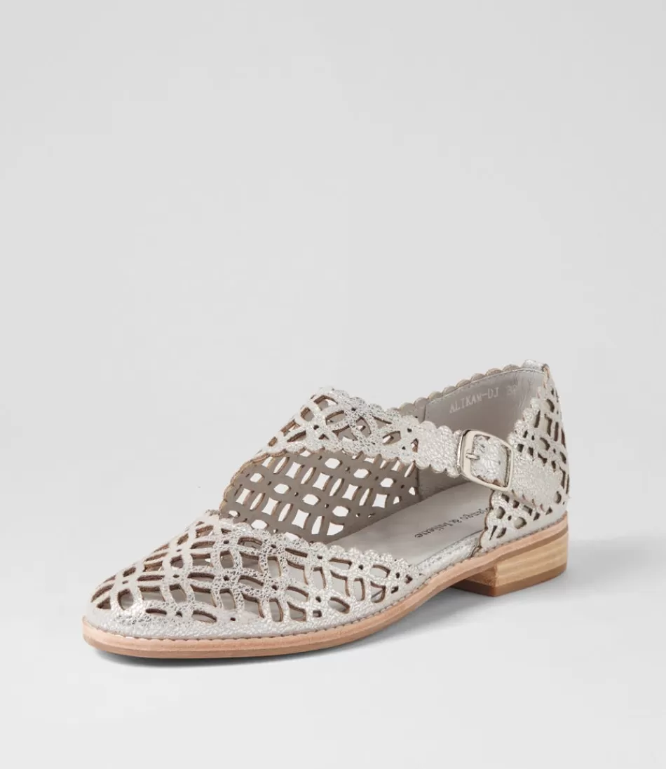 Women DJANGO & JULIETTE Flats<Alikam Silver Crackle Leather Flat Shoes