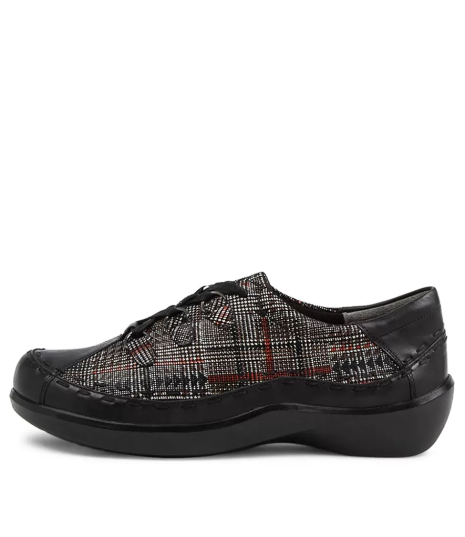 Women ZIERA Comfort<Allsorts W Black Check Leather Lace-Up Shoes