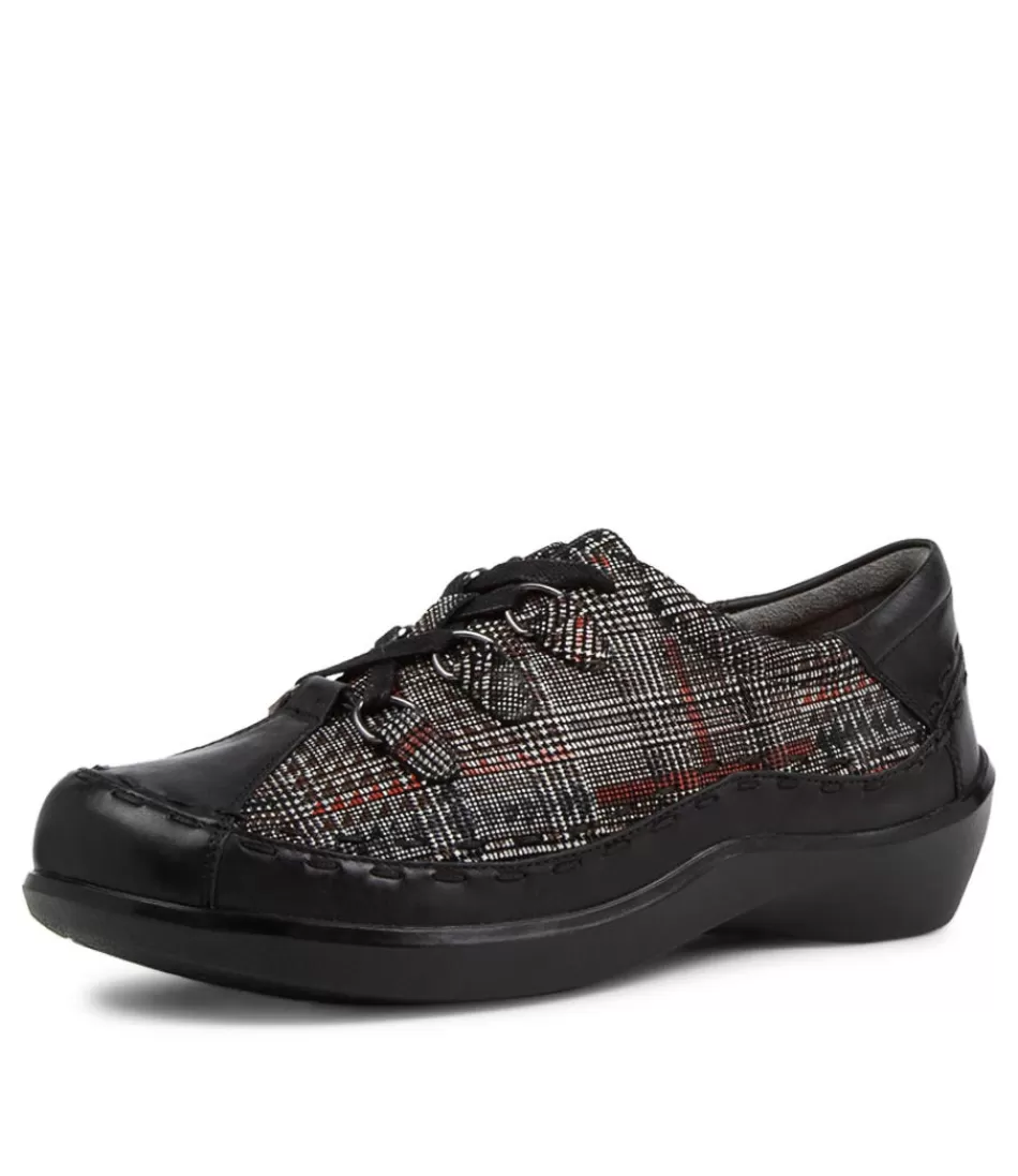 Women ZIERA Comfort<Allsorts W Black Check Leather Lace-Up Shoes