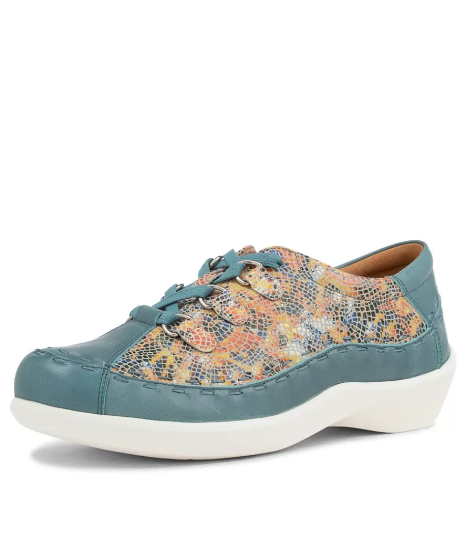 Women ZIERA Comfort<Allsorts Xw Blue White Multi Flat Shoes