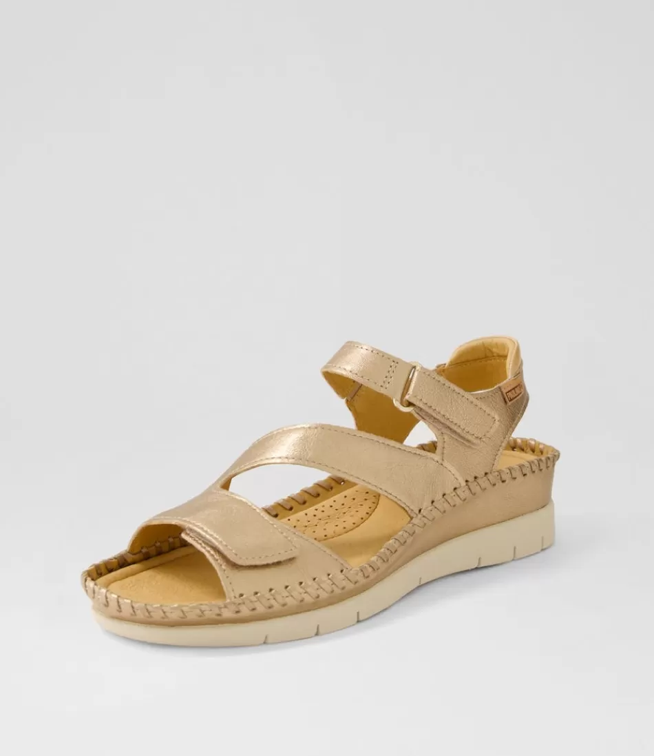 Women PIKOLINOS Flats<Altea 31 Champagne Leather Sandals