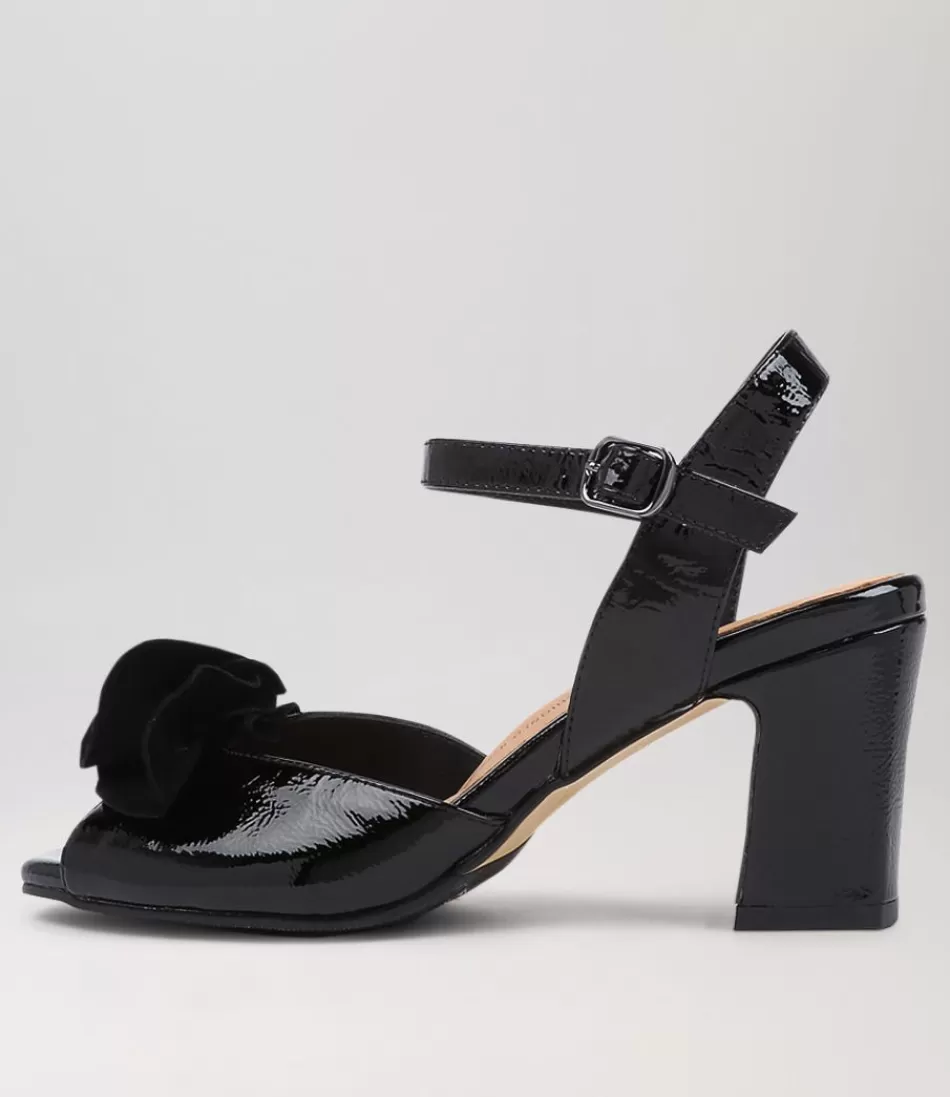 Women ZIERA Heels<Antonia W Black Patent Suede Sandals