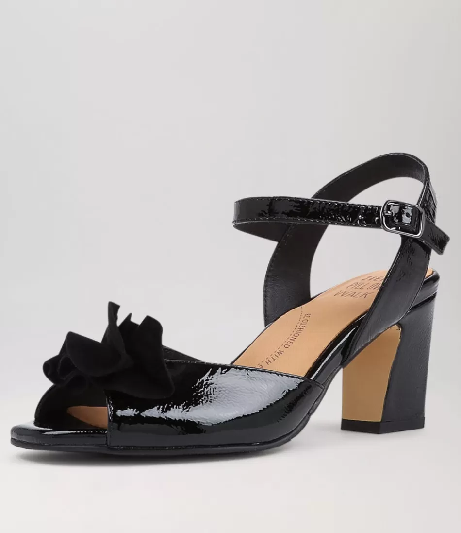 Women ZIERA Heels<Antonia W Black Patent Suede Sandals