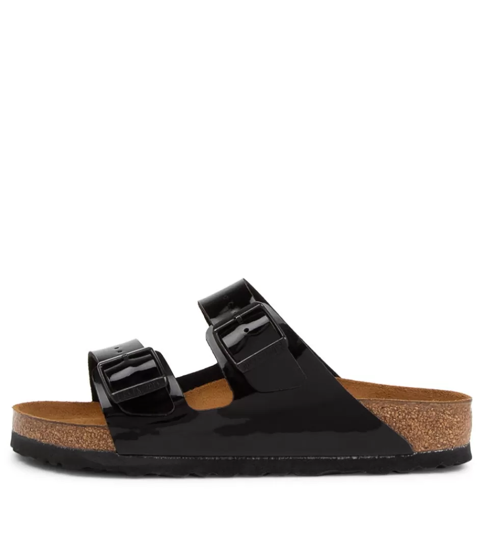 Women BIRKENSTOCK Comfort<Arizona Black Patent Birko-Flor Slides