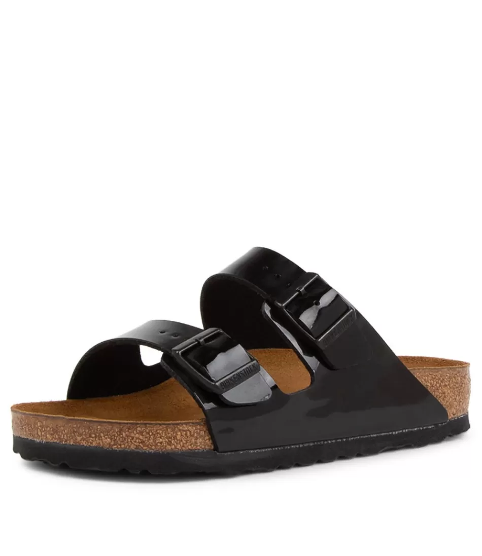 Women BIRKENSTOCK Comfort<Arizona Black Patent Birko-Flor Slides