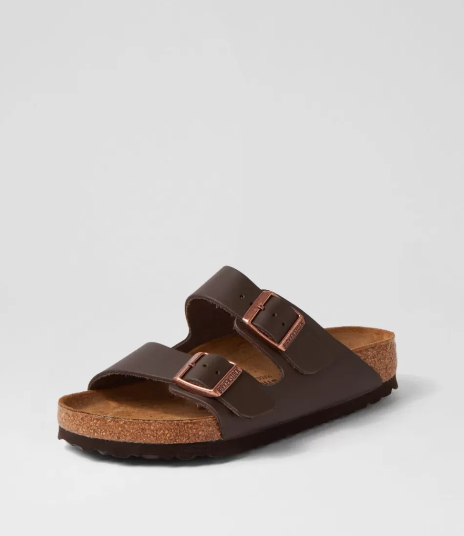 Women BIRKENSTOCK Comfort<Arizona Brown Leather Slides