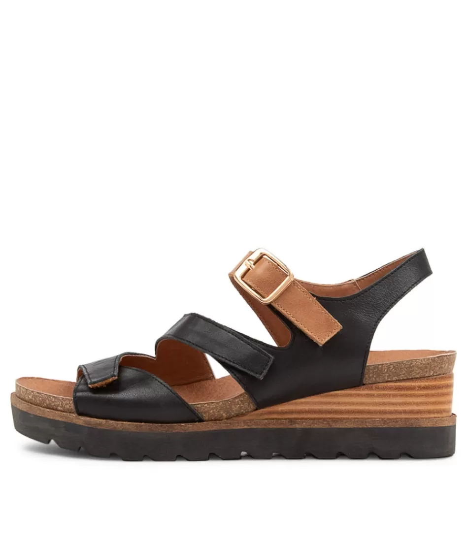 Women DJANGO & JULIETTE Wedges<Babette Black Tan Leather Sandals