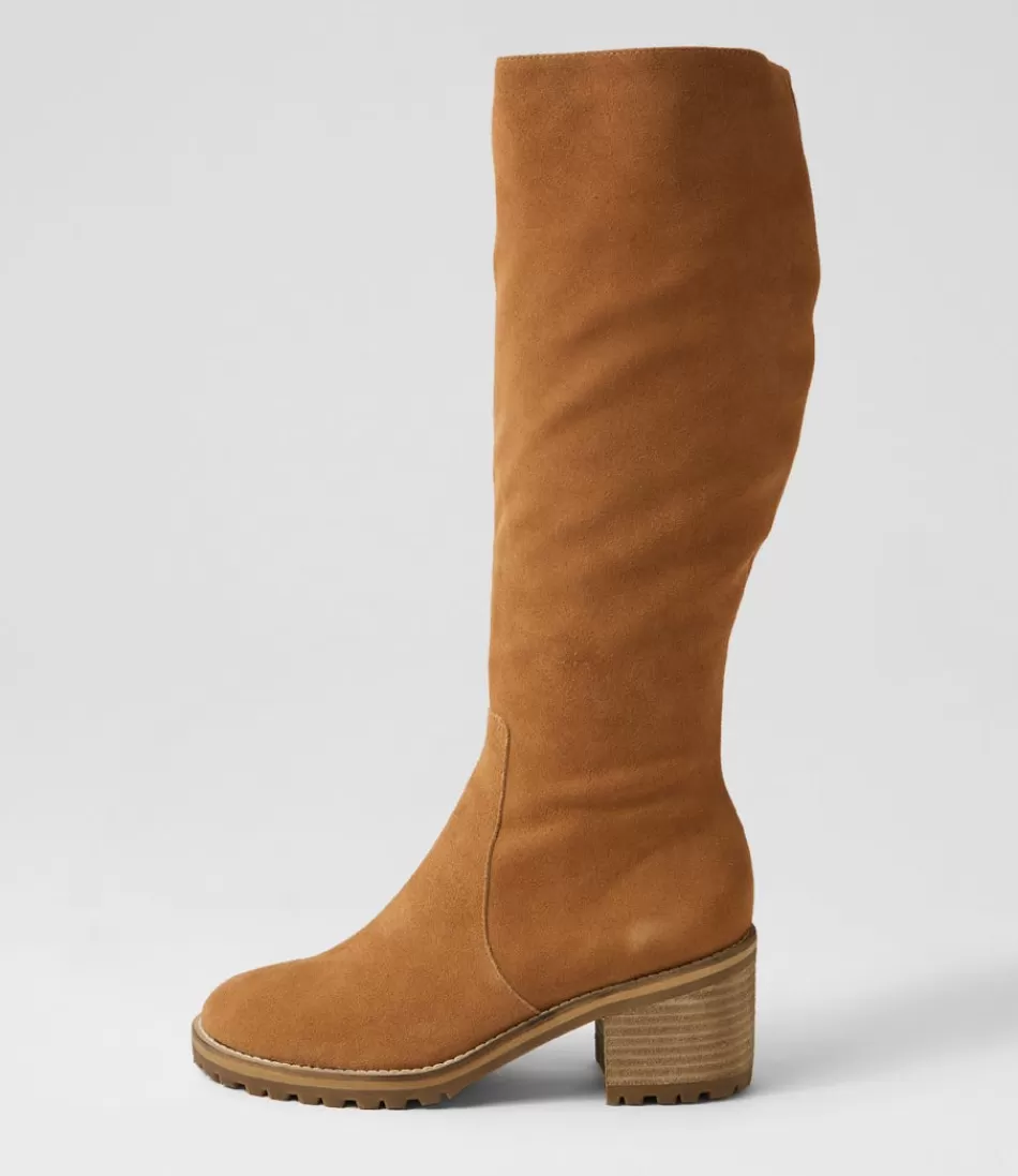 Women MOLLINI Boots<Balt Tan Natural Heel Suede Knee High Boots