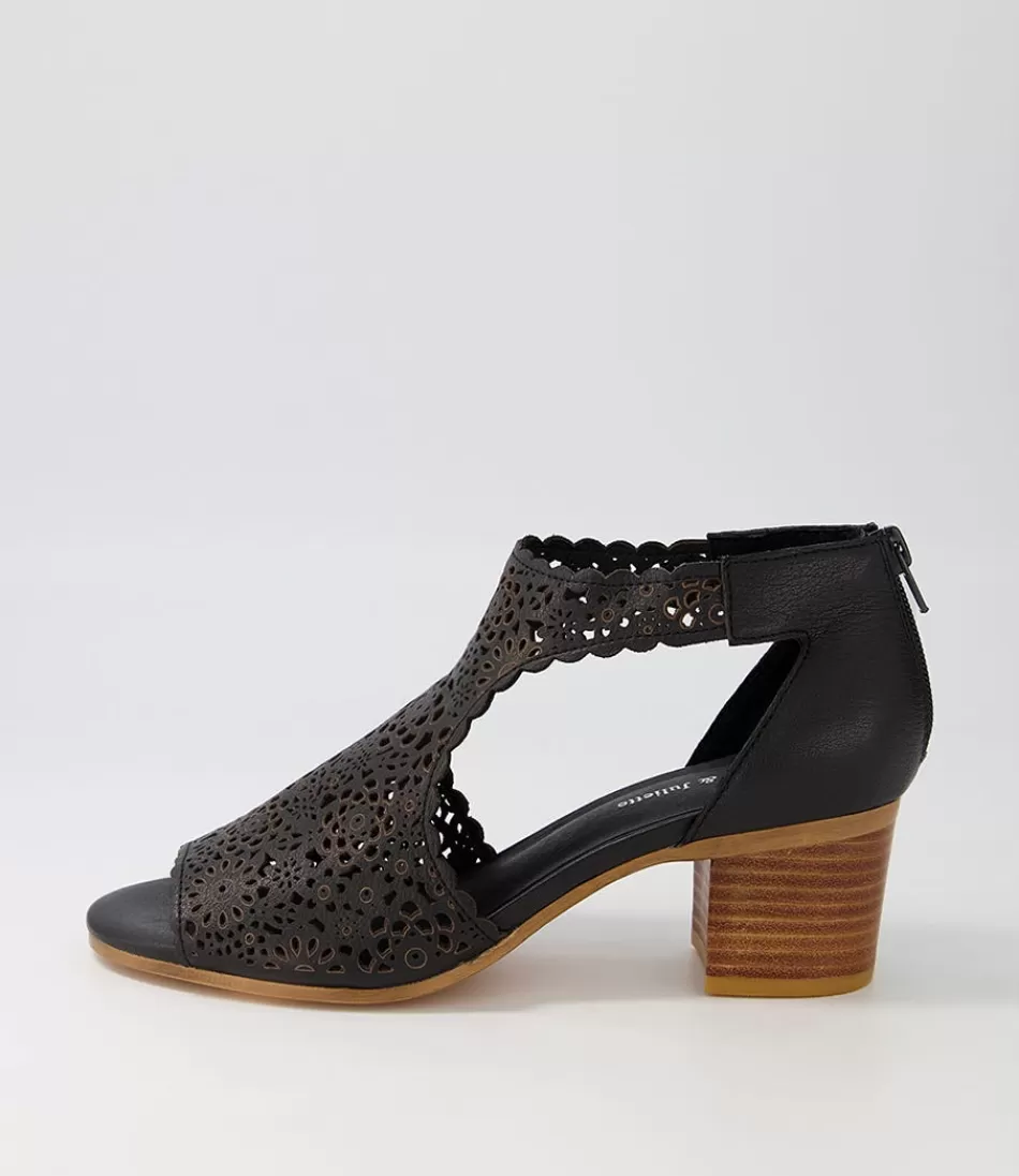 Women DJANGO & JULIETTE Heels<Bames Black Natural Heel Leather Sandals