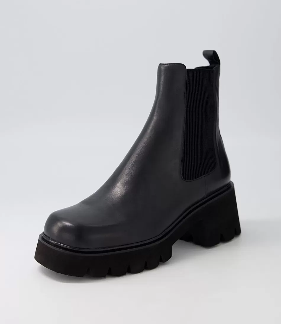 Women DJANGO & JULIETTE Boots<Barakios Black Leather Elastic Ankle Boots