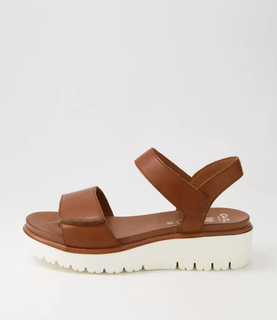 Women ARA Comfort<Bilbao 04 Cognac Tan Leather Sandals