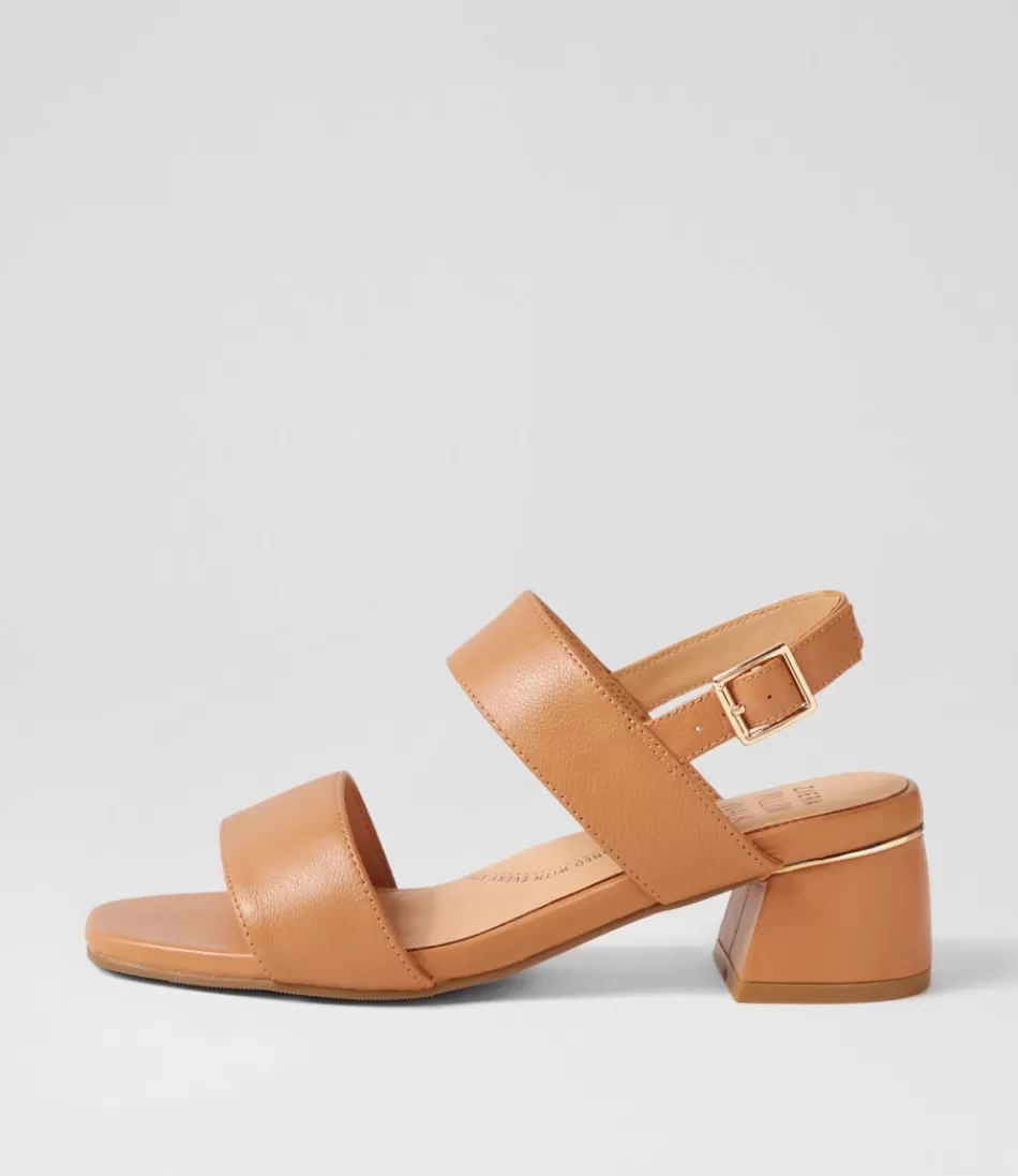 Women ZIERA Heels<Caitlan W Tan Leather Sandals