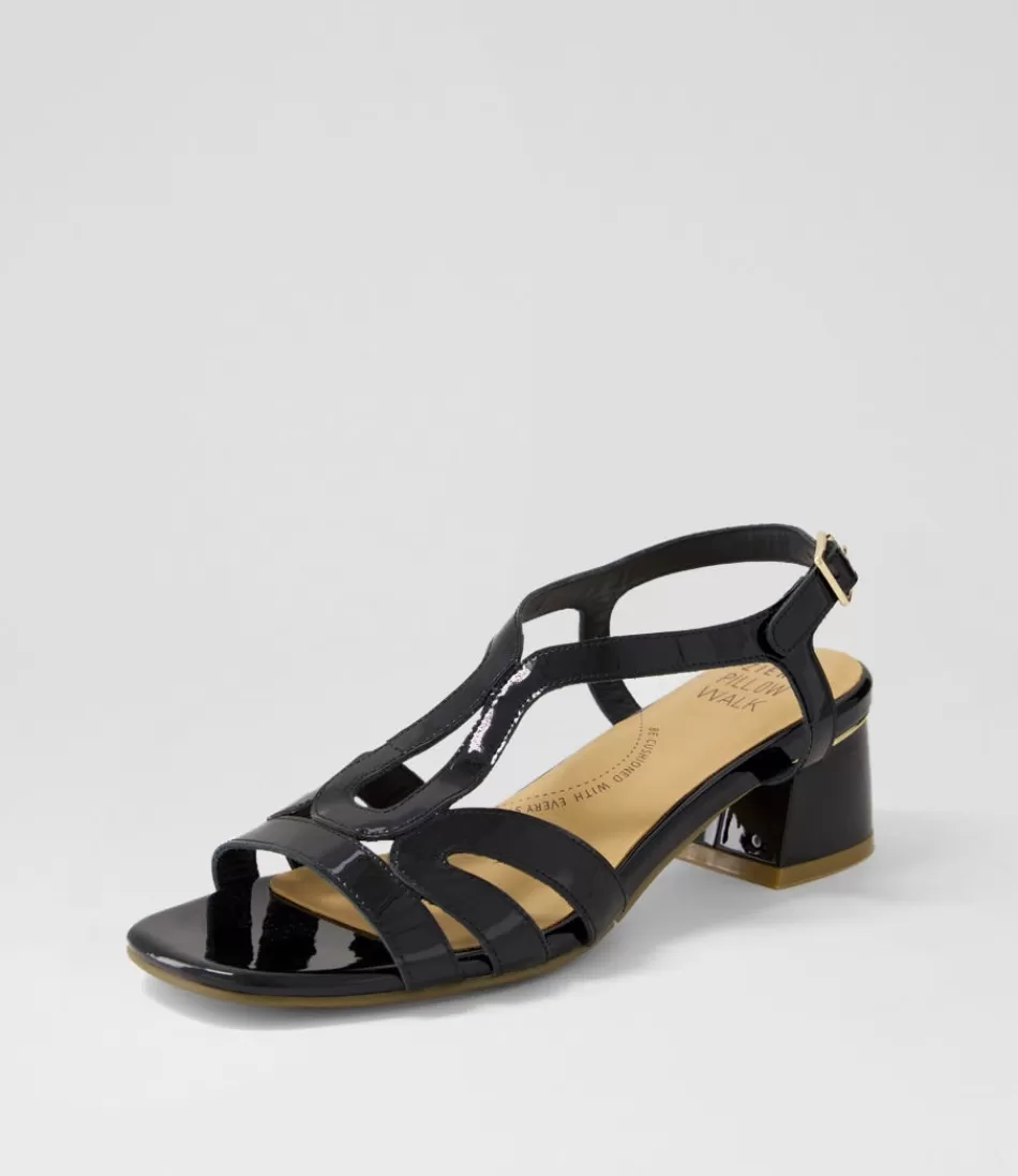 Women ZIERA Heels<Caracas W Black Patent Leather Sandals