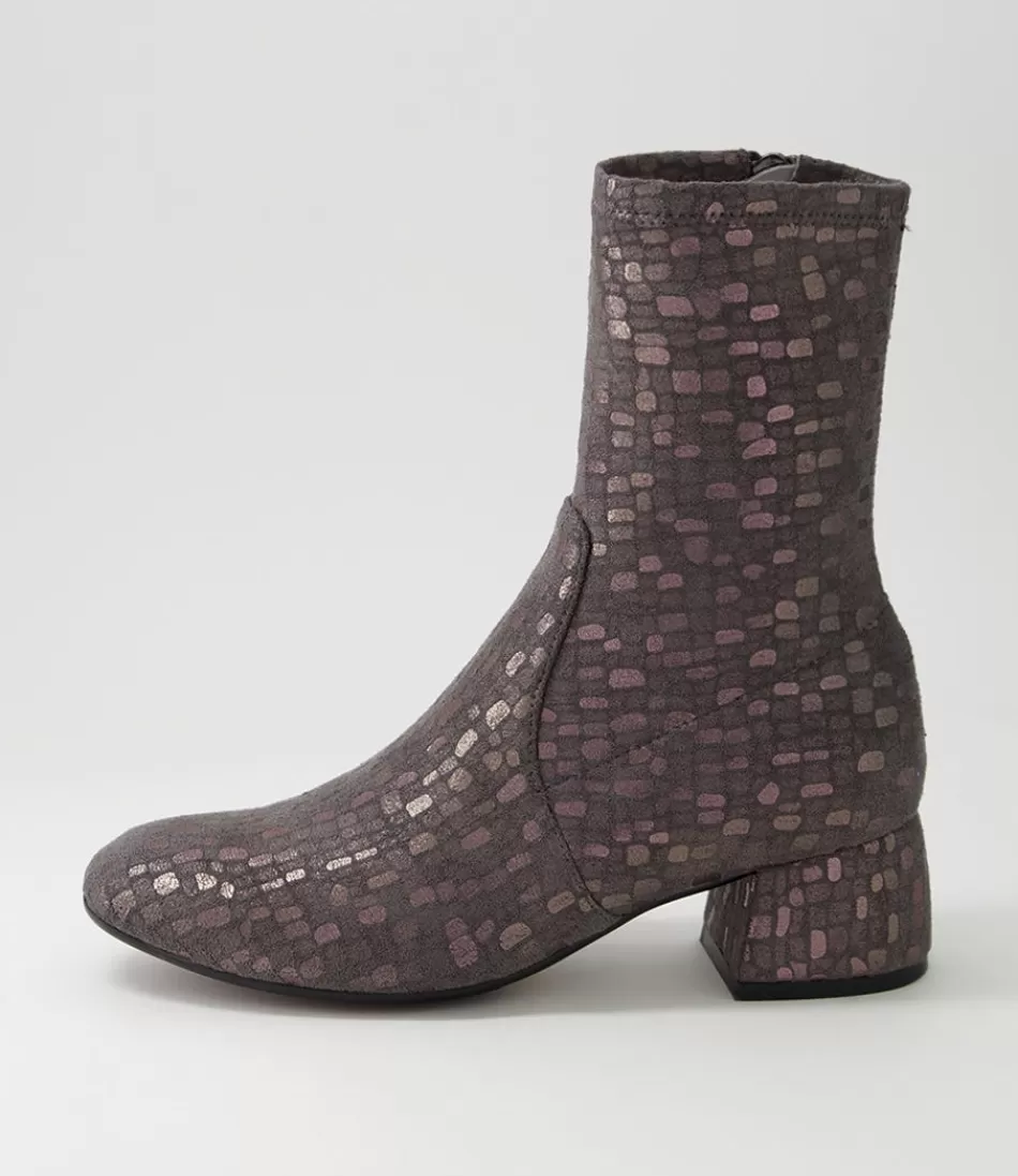 Women DJANGO & JULIETTE Boots<Checkie Grey Sparks Stretch Microsuede Ankle Boots