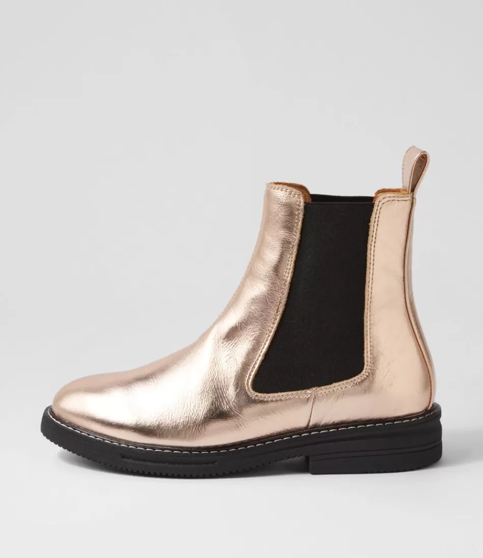 Women ROLLIE Boots<Chelsea Rise Boot Rose Gold Foil Leather Chelsea Boots