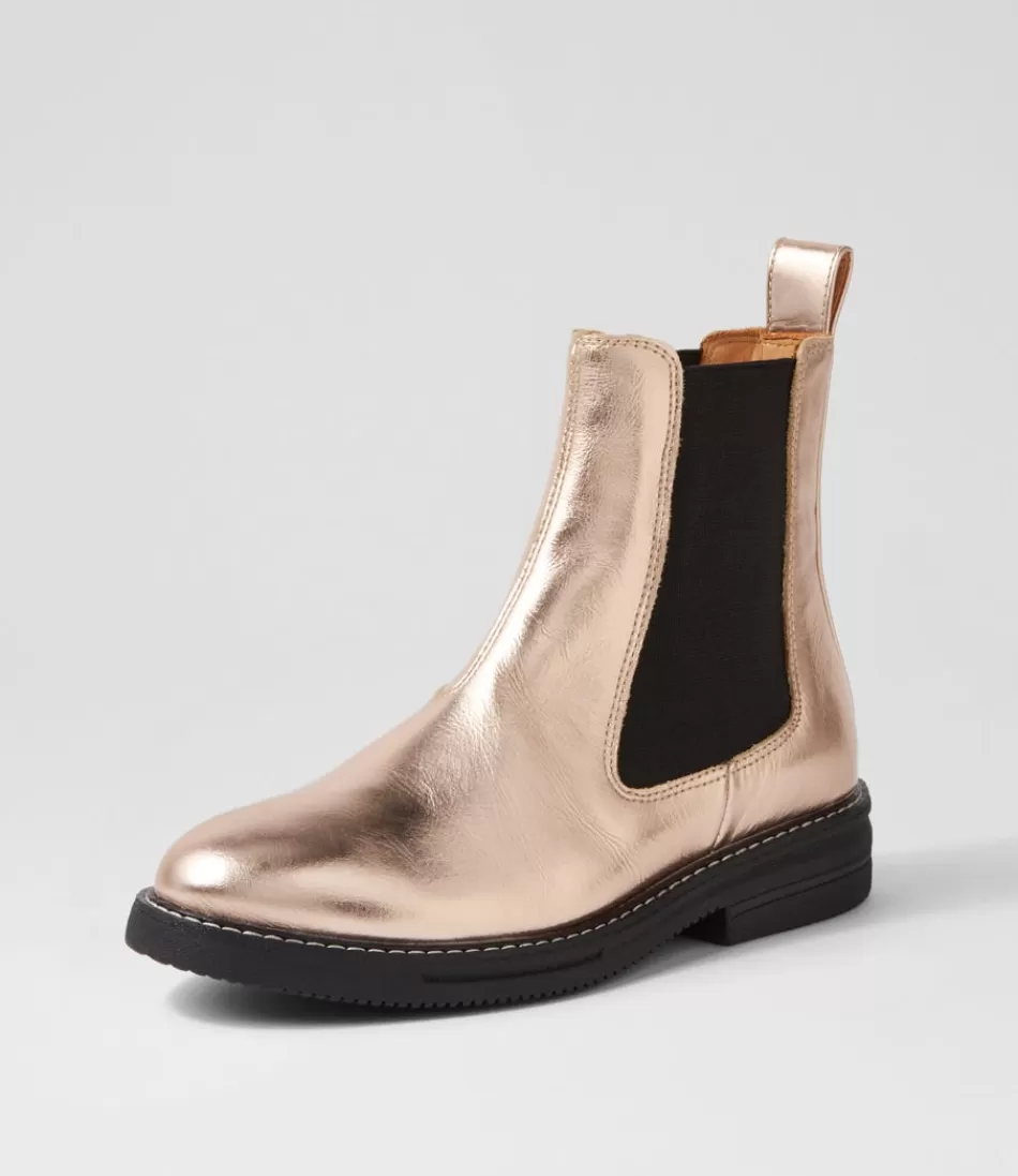 Women ROLLIE Boots<Chelsea Rise Boot Rose Gold Foil Leather Chelsea Boots