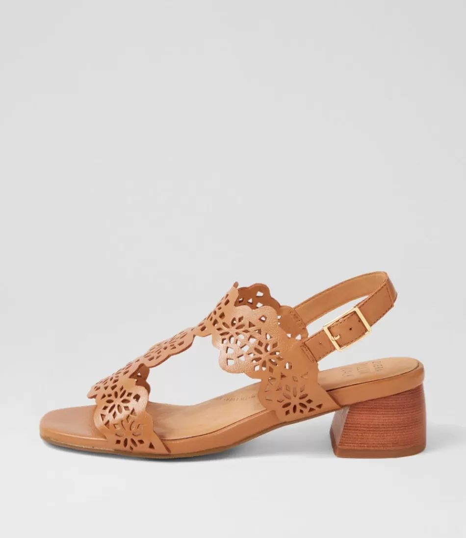 Women ZIERA Heels<Coachy W Tan Leather Sandals