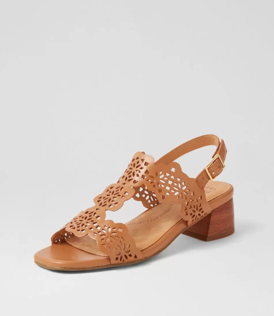 Women ZIERA Heels<Coachy W Tan Leather Sandals