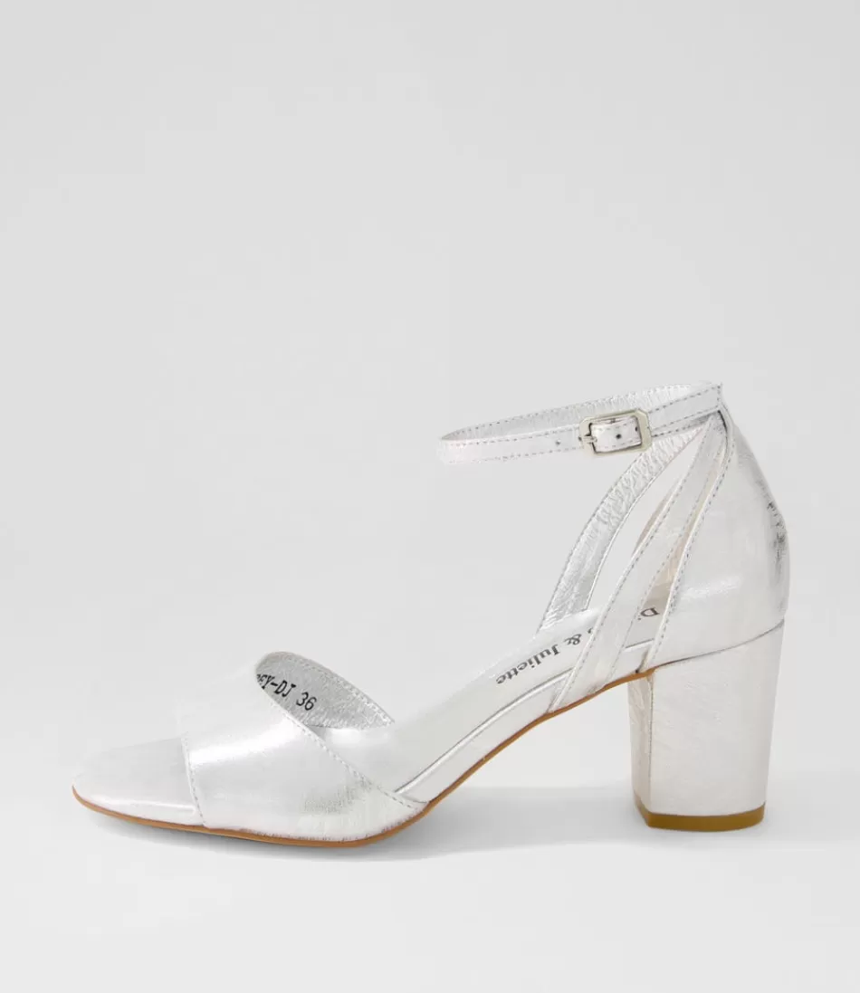 Women DJANGO & JULIETTE Heels<Cobey Silver Scratch Leather Sandals