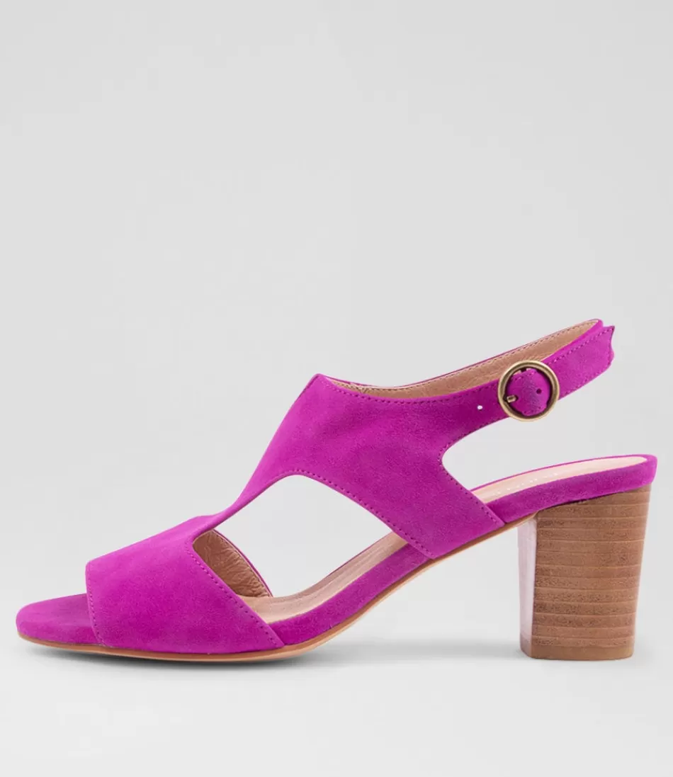 Women DIANA FERRARI Heels<Coral Magenta Suede Sandals