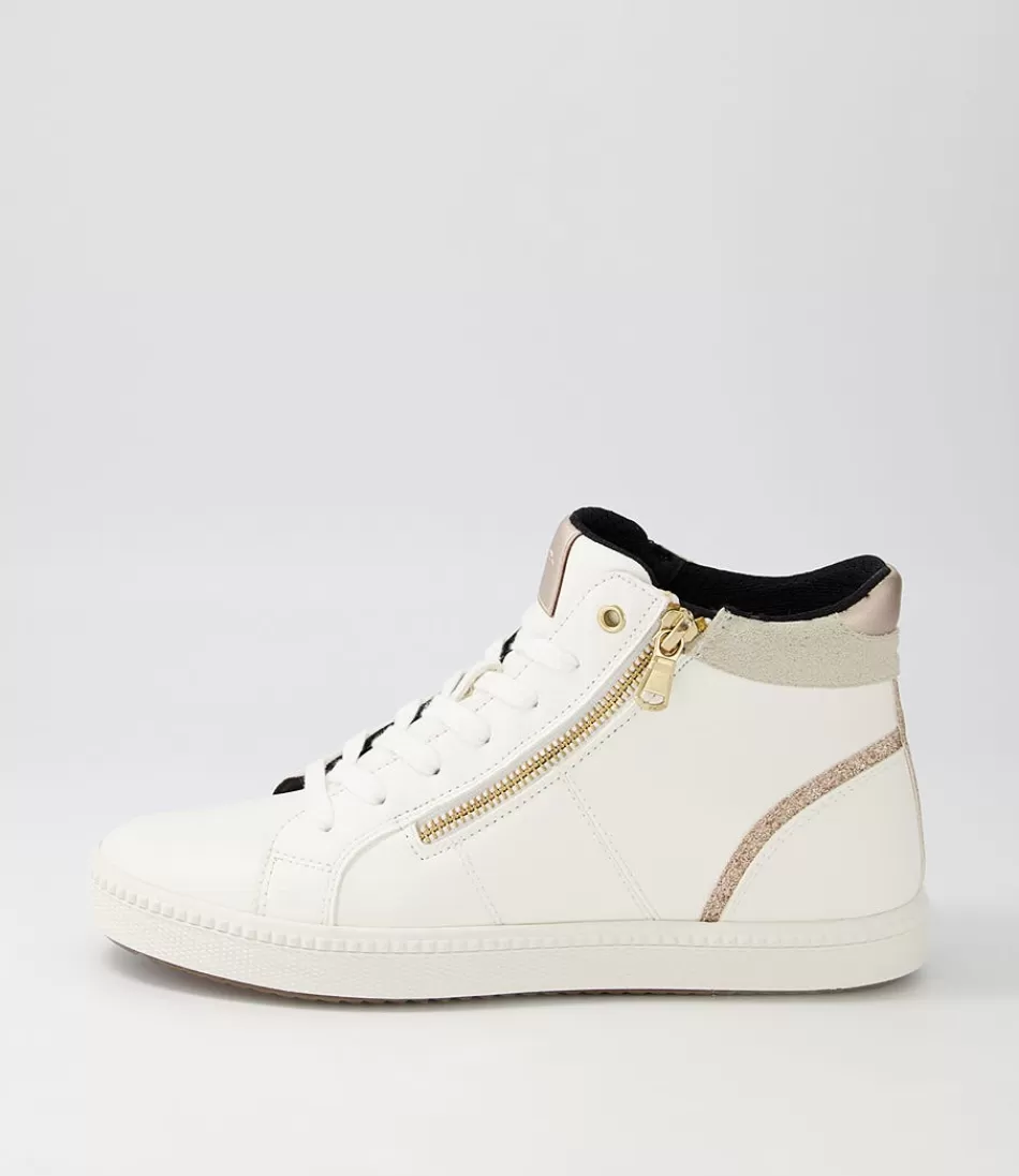 Women GEOX Sneakers<D Blomiee B White Syn Leather Sneakers