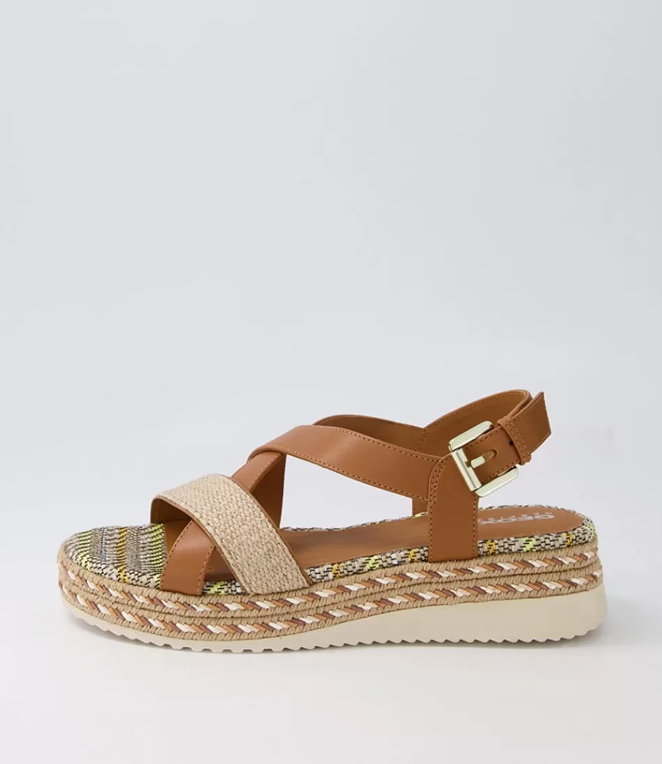 Women GEOX Comfort<D Eolie D Camel Sand Leather Sandals