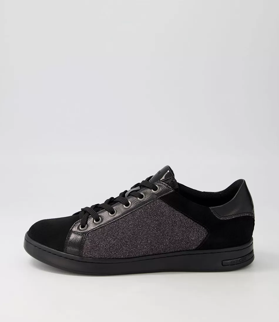 Women GEOX Comfort<D Jaysen B Black Multi Suede Sneakers