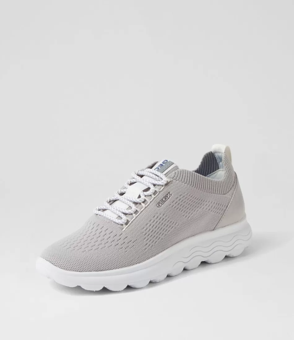 Women GEOX Sneakers<D Spherica A Light Grey Knit Sneakers