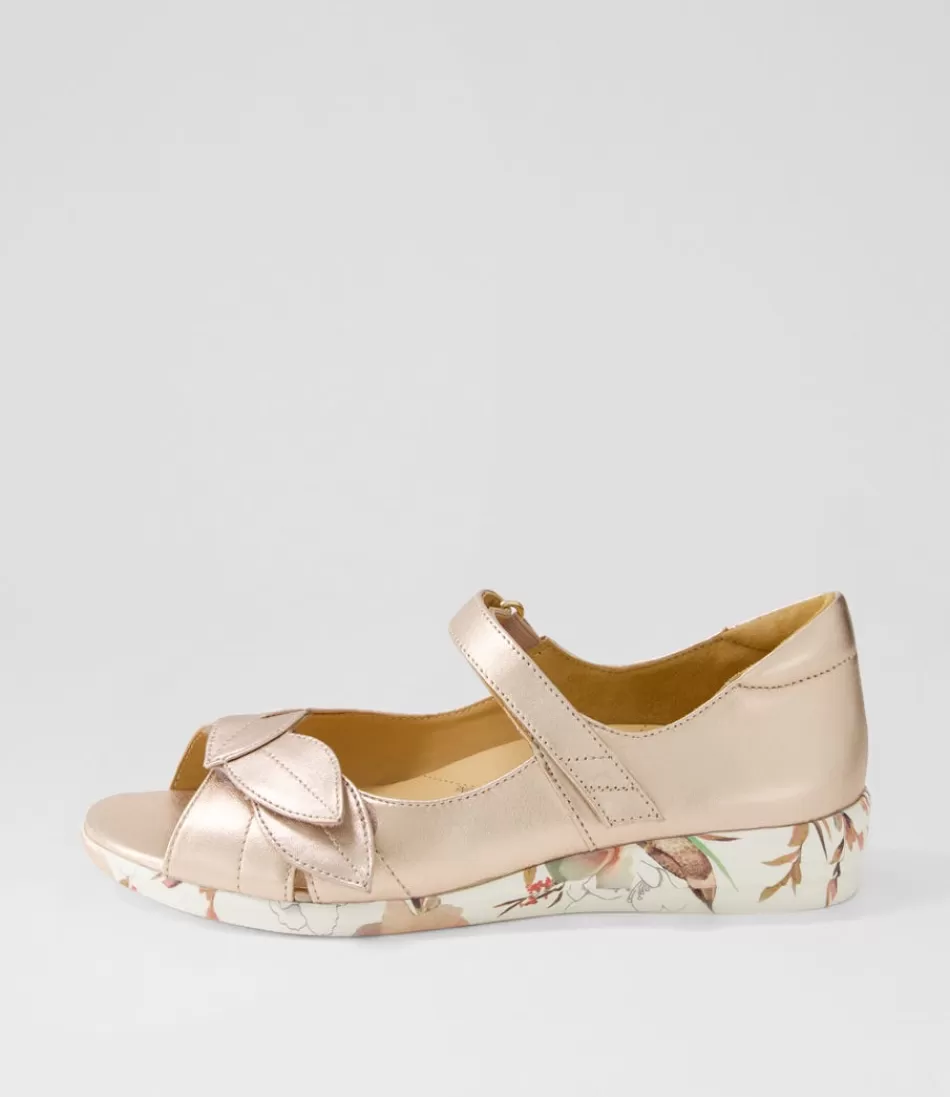 Women ZIERA Comfort<Disco W Pale Rose Gold Blush Floral Leather Sandals