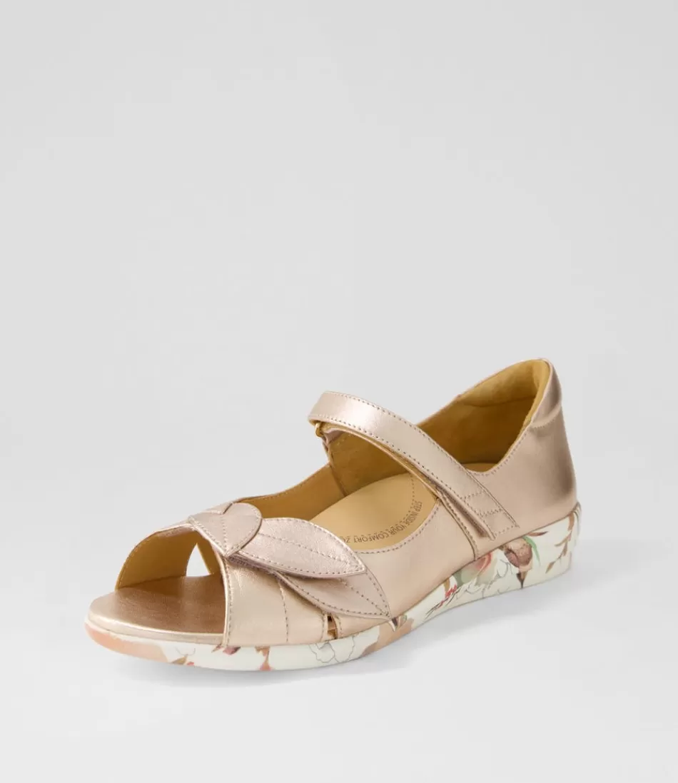 Women ZIERA Comfort<Disco W Pale Rose Gold Blush Floral Leather Sandals