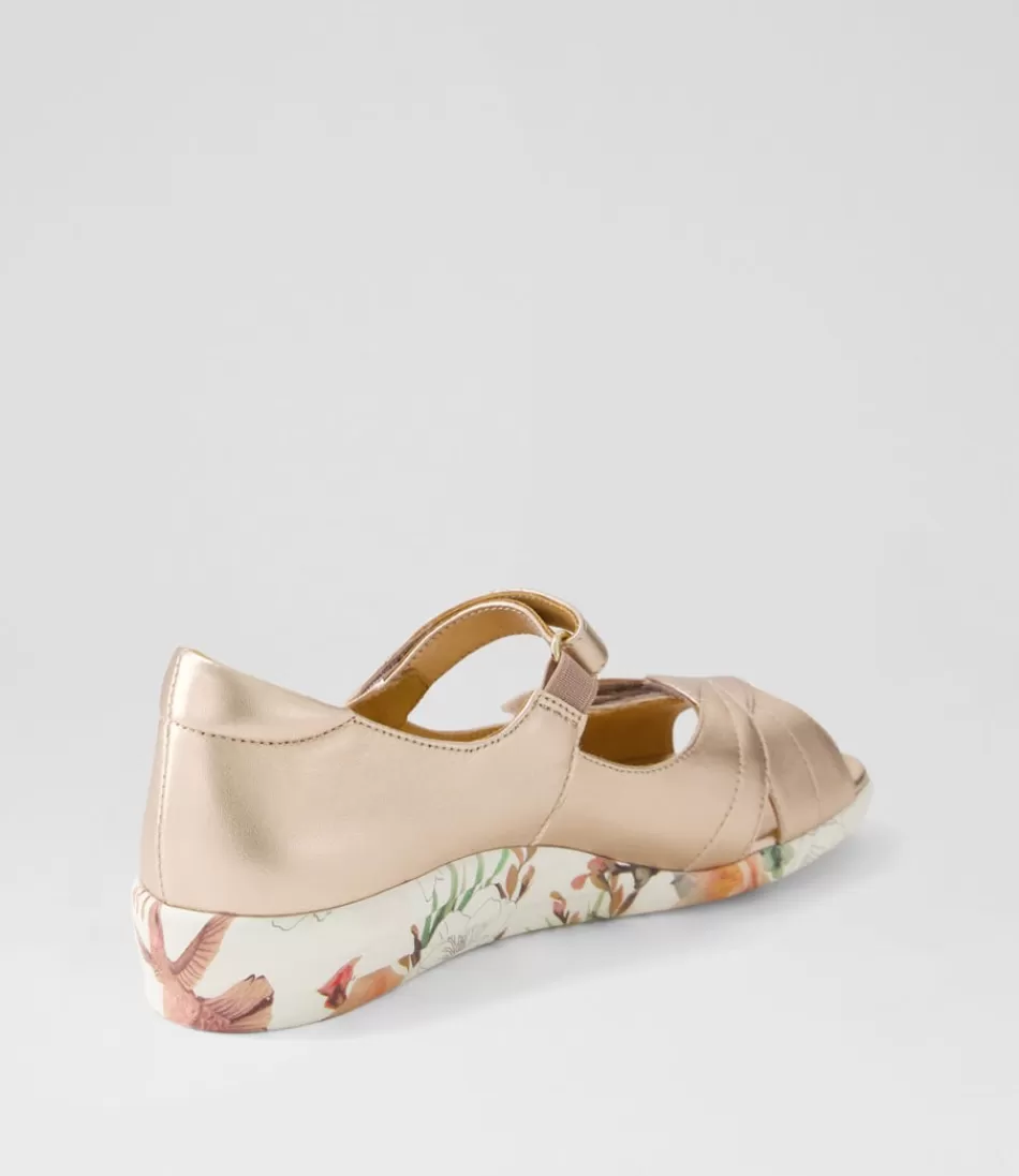 Women ZIERA Comfort<Disco W Pale Rose Gold Blush Floral Leather Sandals