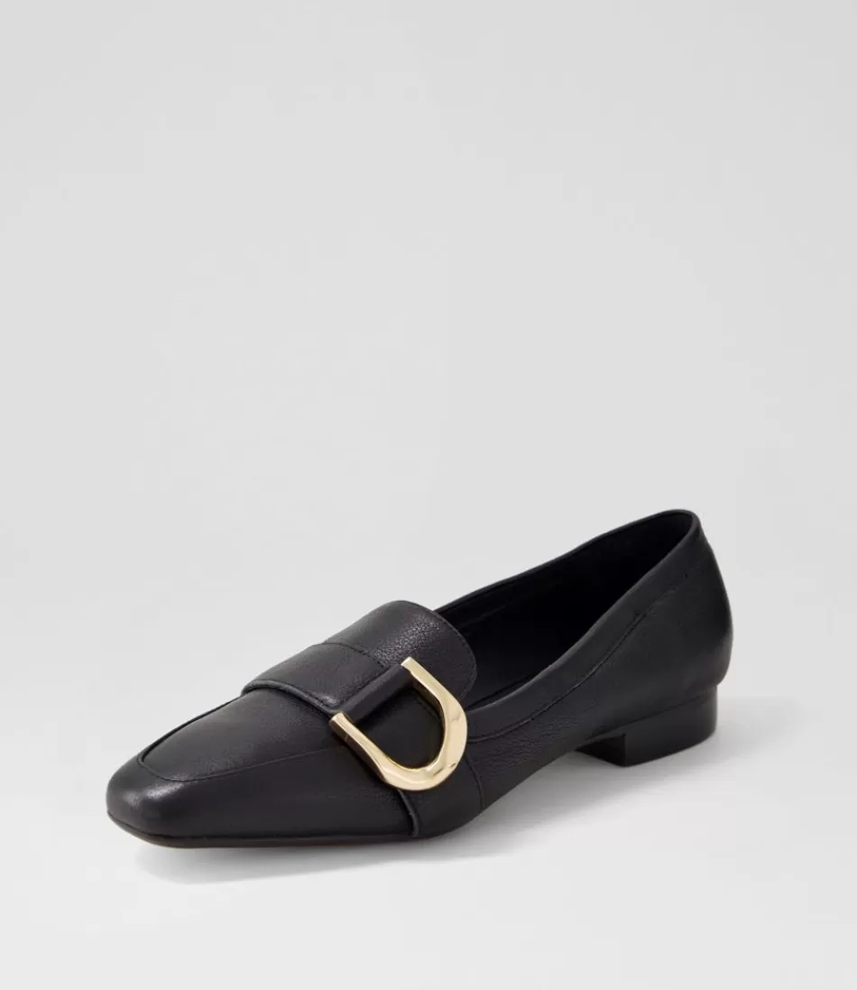 Women DIANA FERRARI Loafers<Dorys Black Leather Loafers