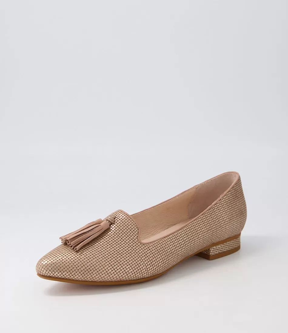 Women DIANA FERRARI Loafers<Dustu Rose Gold Cut Leather Loafers