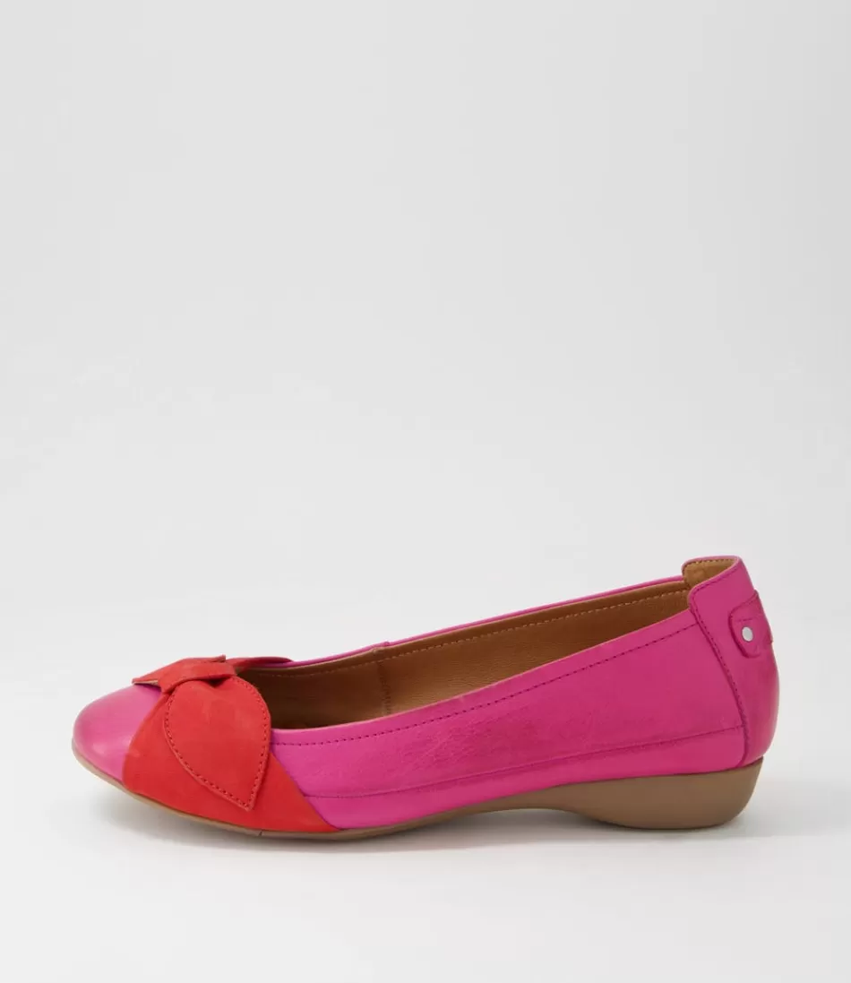 Women SUPERSOFT Comfort<Elandy Fuchsia Red Leather Nubuck Ballet Flats