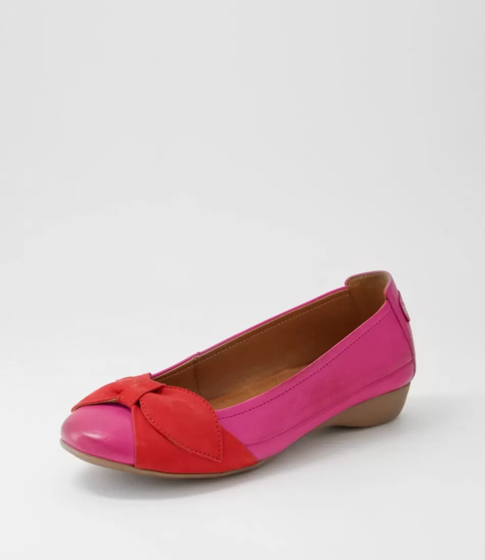 Women SUPERSOFT Comfort<Elandy Fuchsia Red Leather Nubuck Ballet Flats