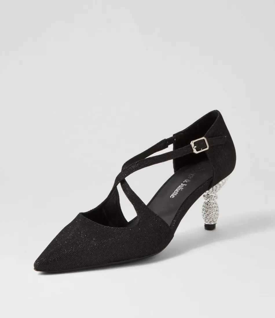 Women DJANGO & JULIETTE Heels<Electrik Black Sparkle Fabric Heels