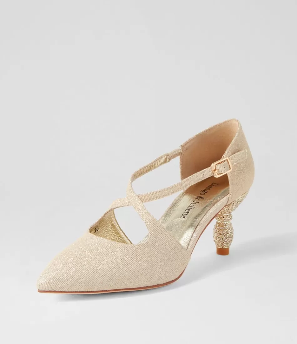 Women DJANGO & JULIETTE Heels<Electrik Pale Gold Sparkle Fabric Heels